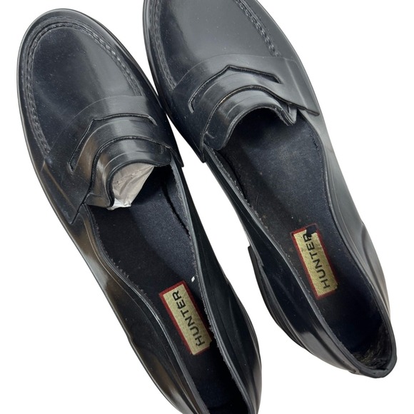 Hunter Womens Black Penny Loafer Sz 9‎ Slip On Preppy Dark Academia Office Goth - Picture 6 of 12